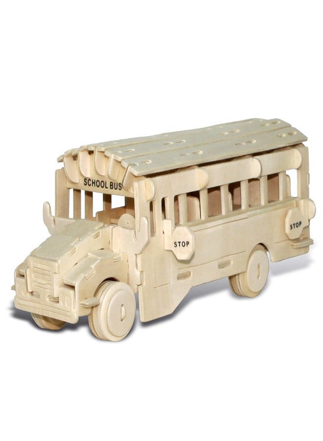 Puzzled 3D Puzzle School Bus Wood Craft Construction Model Kit, Fun, Unique & Educational DIY Wooden Toy Assemble Model Unfinished Crafting Hobby Puzzle to Build & Paint for Decoration 112 Pieces Pack - Image 1